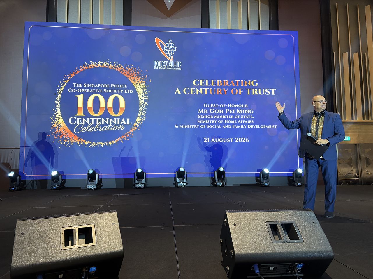 Rico Smith hosting the Singapore Police Co-operative Society centennial celebration