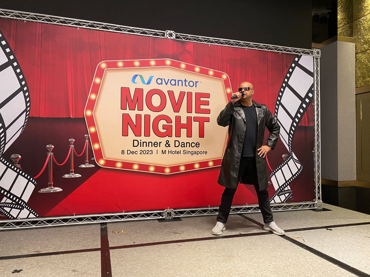 Rico Smith hosting the Avantor Movie Night dinner and dance